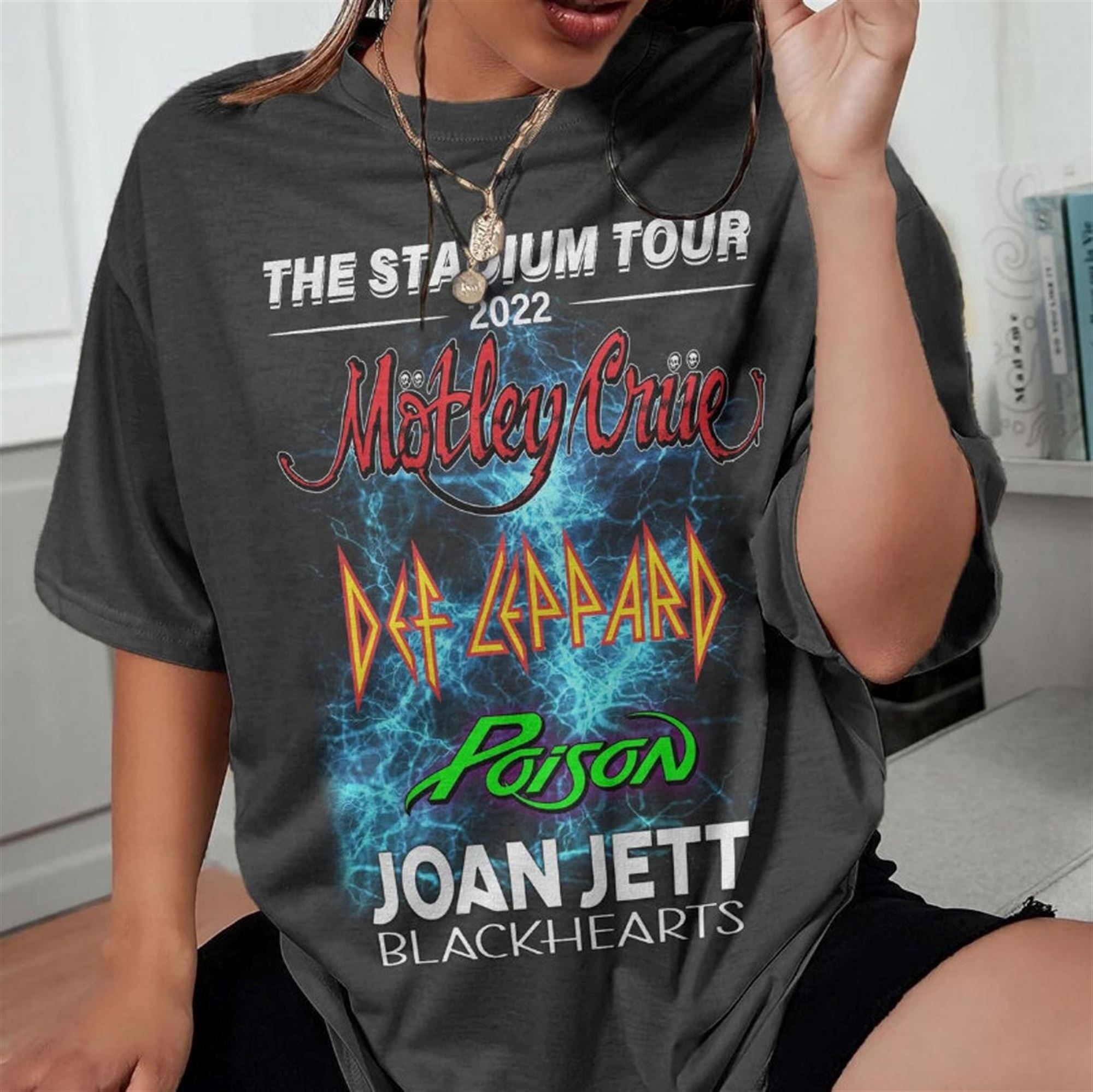 The Stadium Tour Motley Crue Def Leppard Poison Joan Jett Shirt Unisex
